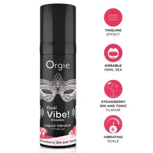 ORGIE - DUAL VIBE! STRAWBERRY GIN AND TONIC KISSABLE LIQUID VIBRATOR 15 ML