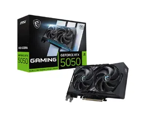Видеокарта MSI GeForce RTX 5050 8G GAMING OC с 8 ГБ памяти GDDR6, интерфейсом PCI Express x16 5.0, активным охлаждением и разрешением 7680 x 4320