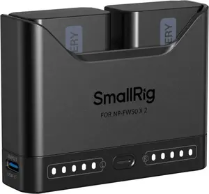 SmallRig Turbo Charging Kit for NP-FW50 Camera Batteries with USB Power Source and Lithium-Ion Battery Technology in Black