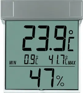 Stacja pogodowa TFA Termometr / higrometr cyfrowy okienny z dużymi cyframi od -25 do 70°C wilgotność 30 - 80% 1 x AAA srebrny (30.5020)