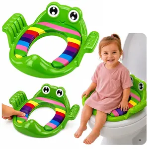 LEANToys 31090 Zaļš bērnu tualetes poda vāka paliktnis ar mīkstu sēdekli un rokturiem