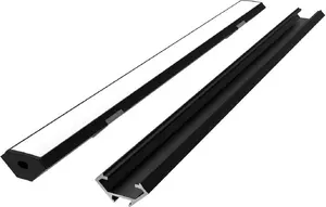 V-TAC LED Profile Kit 2m Corner Black with White Cover Brackets and End Caps MPN 203662