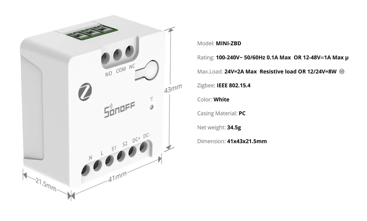 Sonoff MINI-ZBD Zigbee viedais sausā kontakta relejs Photo 10
