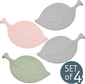 Koziol Leaf-On Glass Cover Set Green Grey Pink 4-Piece