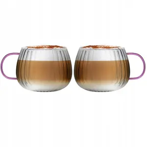 Vialli Design Vialli Design - Tulip zestaw dwóch szklanek z różowym uchem 350ml