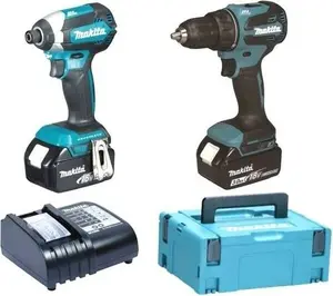 Makita DLX2535SJ 18V bezvada elektroinstrumentu komplekts ar DDF490 urbjmašīnu un DTD153 triecienskrūvgriezi, divi 3.0Ah akumulatori
