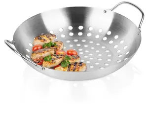 BBQ Perforated Steel Grilling Basket 28 cm