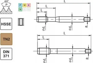 Fanar UNC 1/4-20 DIN-371B HSSE TiN Tap