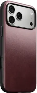 Nomad Modern Leather Case vāciņš Apple iPhone 18 Pro un iPhone 17 Pro ar MagSafe atbalstu bordo Horween āda