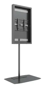 Multibrackets M Pro Series Floorbase Single Pole Enclosure for 43" Displays Black Steel Landscape and Portrait