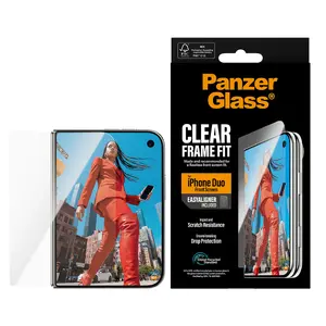 PanzerGlass Screen Protector Frame Fit with EasyAligner for Apple iPhone Duo Transparent Scratch Resistant Glass
