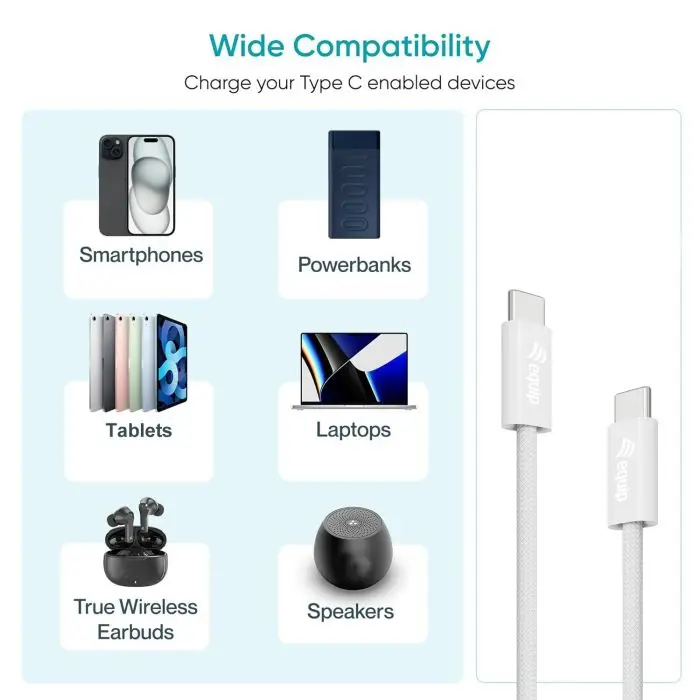 Equip USB 2.0 Cable USB-C to USB-C 1m 60W White Photo 4
