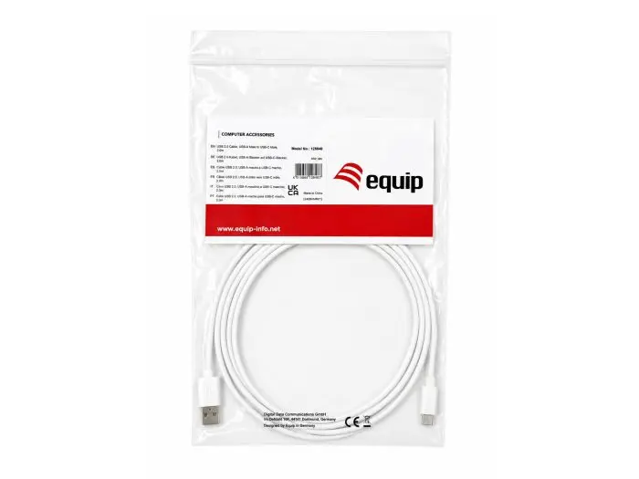 Кабель Equip USB 2.0 USB-A на USB-C 2м белый 128848 Photo 9