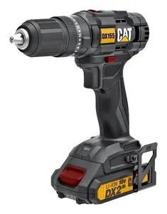 CAT DX155.1 Cordless Pistol Grip Drill 18V 1600 RPM with 2Ah Lithium-Ion Battery Chuck Capacity 1.3cm Black and Yellow