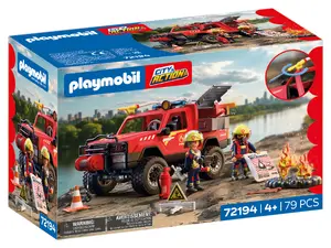 PLAYMOBIL Firefighter Pickup Plastic Toy Vehicle for Children Aged 4 Years and Older