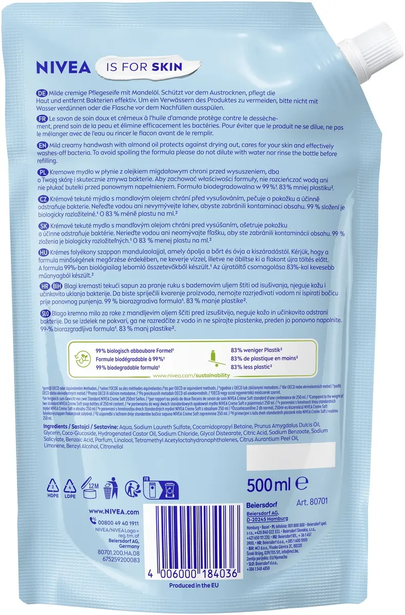 NIVEA Creme Soft Šķidrās ziepes 500 ml Photo 3
