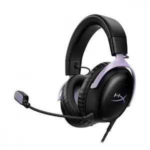 HyperX Cloud III Wired Gaming Headset - Black and Lavender Circumaural Binaural Headphones with Boom Microphone and 10-21000 Hz Frequency