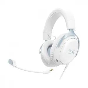 HyperX Cloud III Gaming Headset White and Blue Circumaural Closed Acoustic System PC and Console Compatibility
