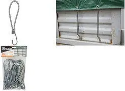 Bradas Bungee Cord Hook Luggage Straps Set 200 mm Gray 25 Pieces with Metal Hooks