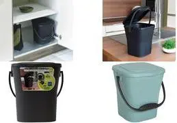 EDA Komposteimer KOMPOST, 6 Liter, eukalyptusgrün Eimer mit Deckel und Tragegriff, aus recyceltem Kunststoff, - 1 Stück (013119 V.EU)