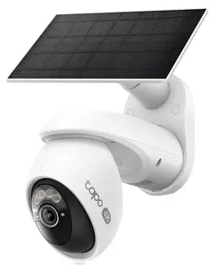 TP-Link Tapo Solar-Powered Pan/Tilt āra IP drošības kameru komplekts ar 8 MP izšķirtspēju, Wi-Fi, Ethernet LAN un nakts redzamību