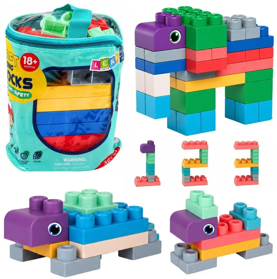 LEANToys 30793 Mīkstie celtniecības sensorie klucīši