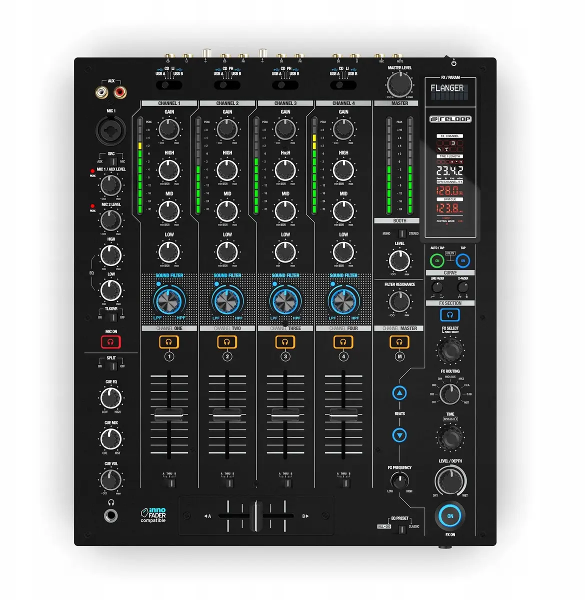 Reloop RMX-95 4-kanālu profesionālais digitālais DJ