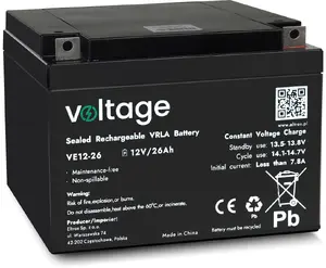 Volt Polska VE12-26 AGM Akumulators 12V 26Ah ar 6-9 Gadu Kalpošanas Laiku