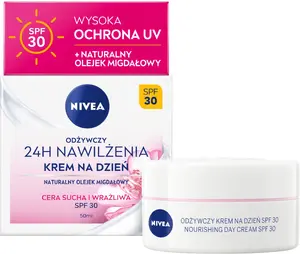 Nivea 24h mitrināšanas Barojošs dienas krēms sausai un jutīgai ādai SPF 30 50ml