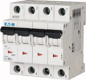 Eaton PL6 četrpolu drošinātājs automāts C raksturlīkne 2A 6kA AC