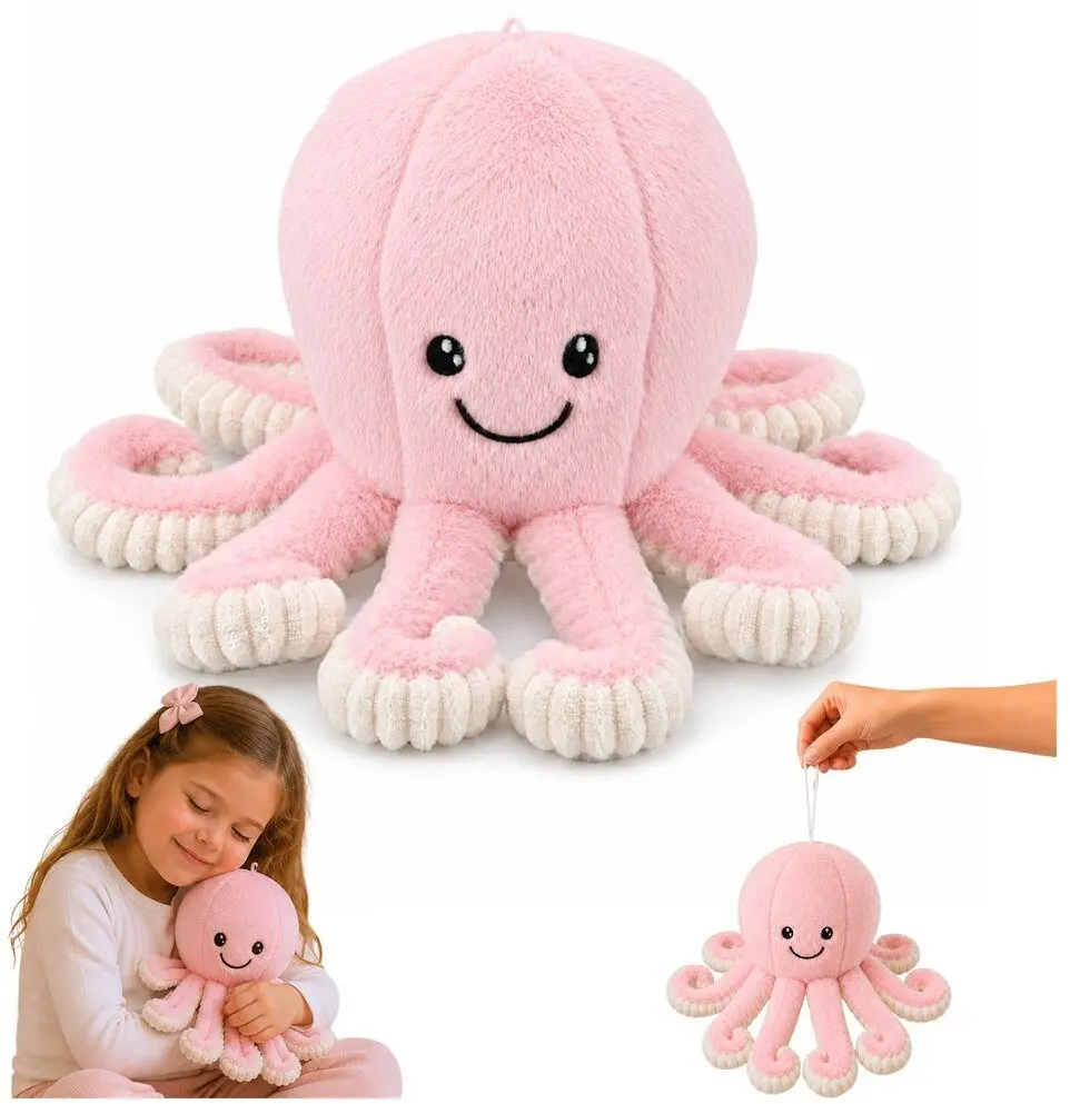 LEANToys Plīša astoņkājis mīkstā rotaļlieta ar