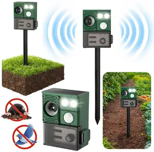 Lean Animal Repeller 29271 Solar Powered with Motion Sensor Ultrasonic Waves and LED Flashing Lights