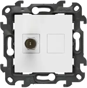 Одиночная оконечная телевизионная розетка IEC штекер модуль IP20 белый Kontakt-Simon Simon 24 NAK1.01/11