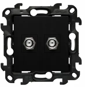 Kontakt-Simon Simon 24 NASF2.01/49 двойная F-антенная розетка (модуль), матовый черный, IP20/IP44