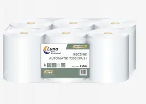DGA OPTIMA Luna 25306 Automatic Paper Hand Towel Roll White Cellulose 1-Ply Height 210mm Core 39mm Pack of 6