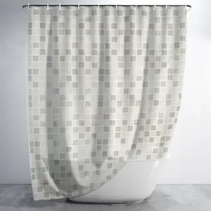 Vilde Shower Curtain Mosaic Waterproof with Hooks 180x180 cm
