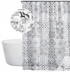 Vilde Shower Curtain Kafelki with Hooks