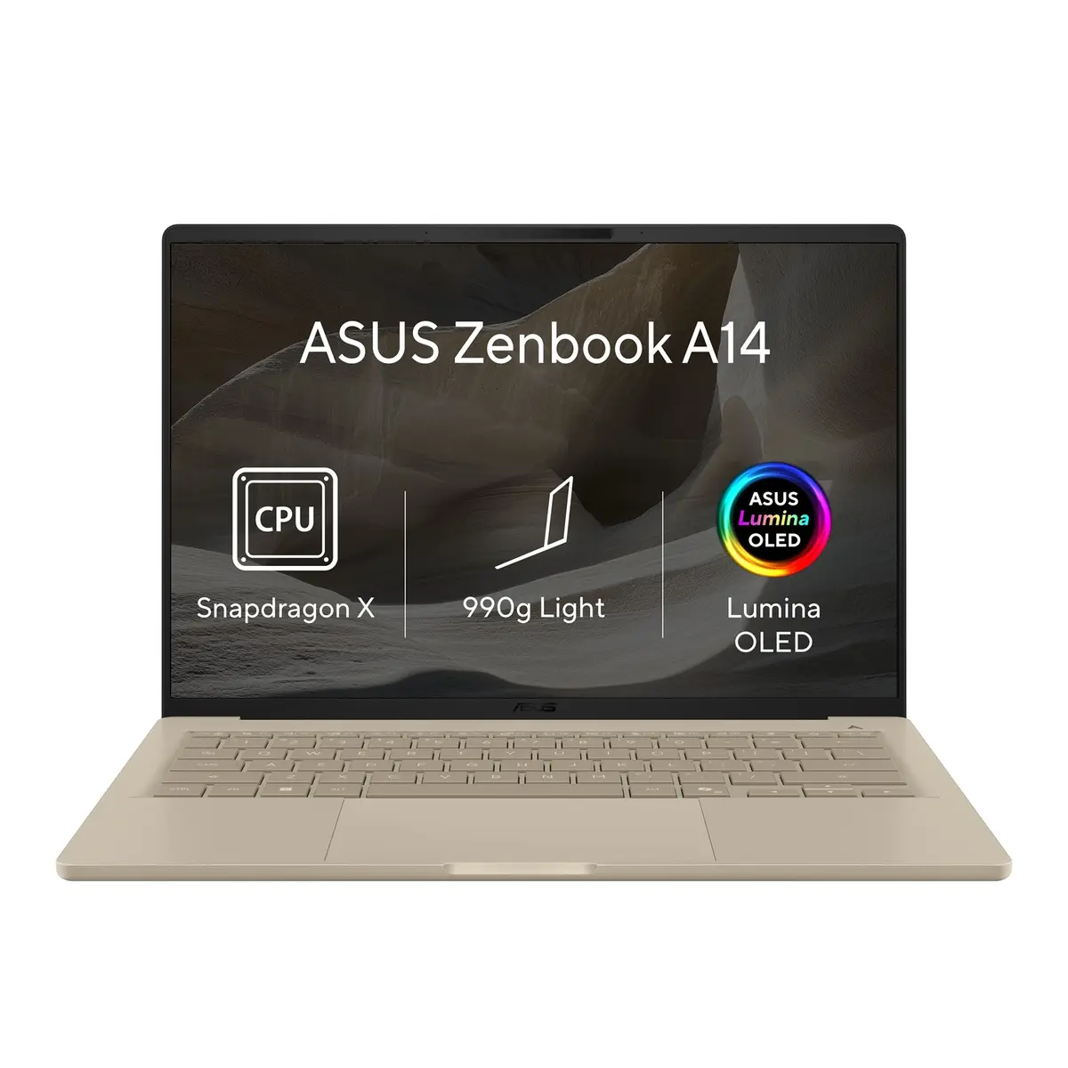 ASUS Zenbook A14/UX3407QA-OLED647WZ/SD-X1-26-100/14``/WUXGA/32G B/512GB/Adreno/W11H/Gold/2R, UX3407QA-OLED647WZ, 4711636602235