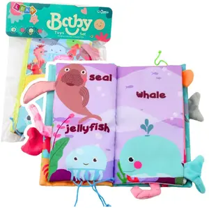 LeanToys Miękka Książeczka Sensoryczna Zwierzęta Morskie Szeleszcząca Piszczałka