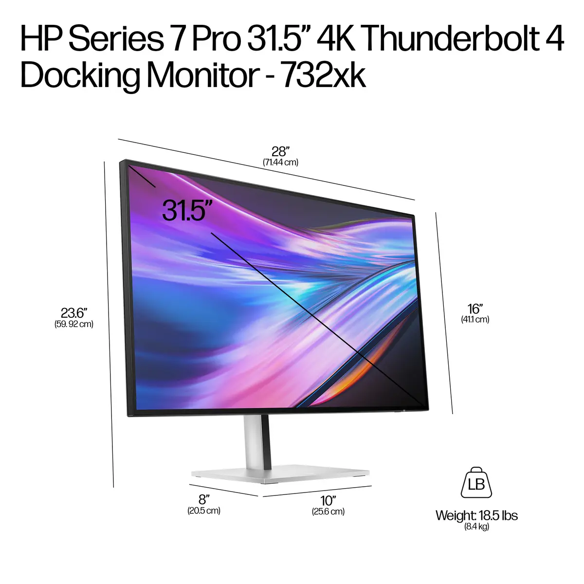 HP Series 7 Pro 31.5 collu 4K Thunderbolt 4 monitors - 732xk Photo 6