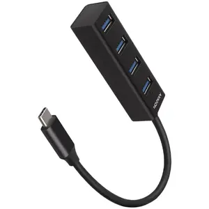 AXAGON HUE-M1C USB 3.2 Gen 1 MINI centrmezgls ar 4 pieslēgvietām, alumīnija korpusu, Type-C saskarni un 20 cm kabeli