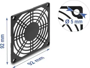 DELOCK 67663 Black Plastic Fan Grille for 92 x 92 mm Fans
