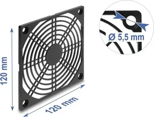 Delock Fan Grille 120 x 120 mm Black Plastic