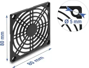 Delock 67662 Fan Grill 80 x 80 mm Black Plastic