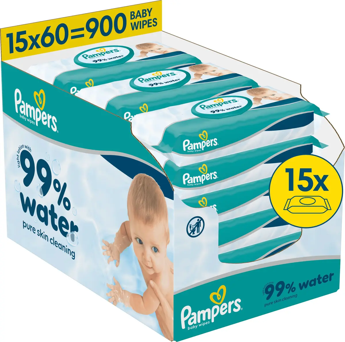 Pampers Chusteczki Nawilžane 99% Water 15