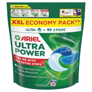 Veļas mazgāšanas kapsulas Ariel Ultra Power Universal+, 29 gab.