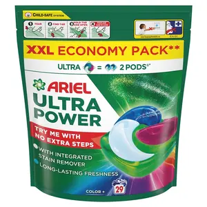 Veļas mazgāšanas kapsulas Ariel Ultra Power Color+, 29 gabalas krāsainai veļai