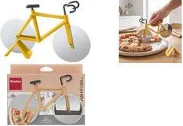 METALTEX Fun Kitchen Pizza Cutter Bicycle Design Yellow Stainless Steel and Plastic