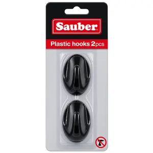 Sauber Oval Hooks, 2 pieces, plastic, black