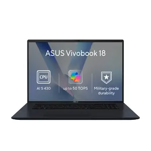 ASUS Vivobook 18 M1807GA-S8002WZ Laptop 18" WUXGA 144Hz AMD Ryzen AI 5 430 16GB RAM 512GB SSD Windows 11 Home Quiet Blue